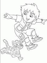 coloriage diego court avec bebe jaguar